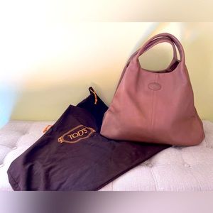 Like NEW 💯 Tods Authentic Nude Smooth Leather Shopping Tote Satchel Handbag
